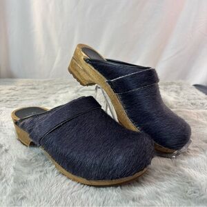 Sanita Caroline Wood Women Clogs Mules Shoes Cow Fur Gray Size 36 / US 6